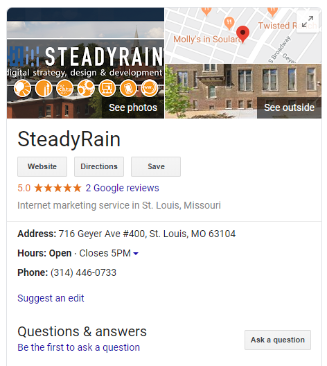 Screenshot of a Google My Business Listing